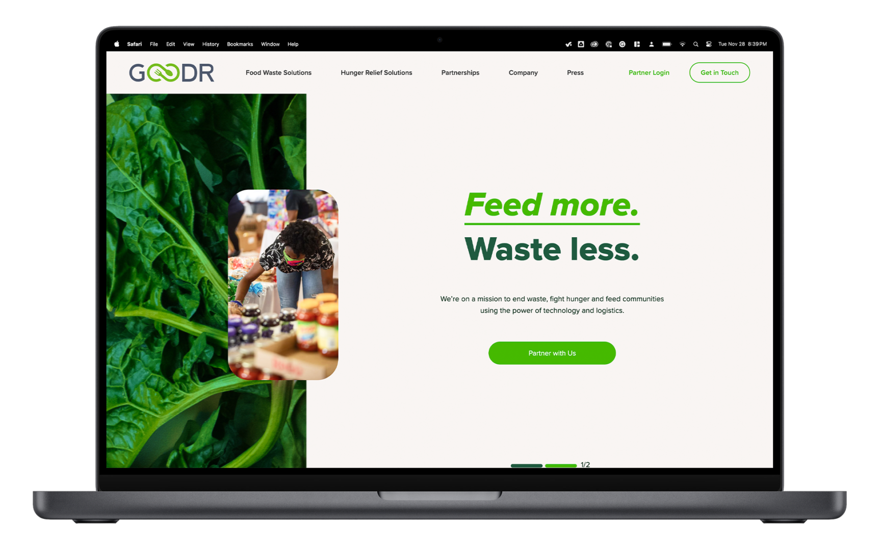 Mockup of the Goodr website.