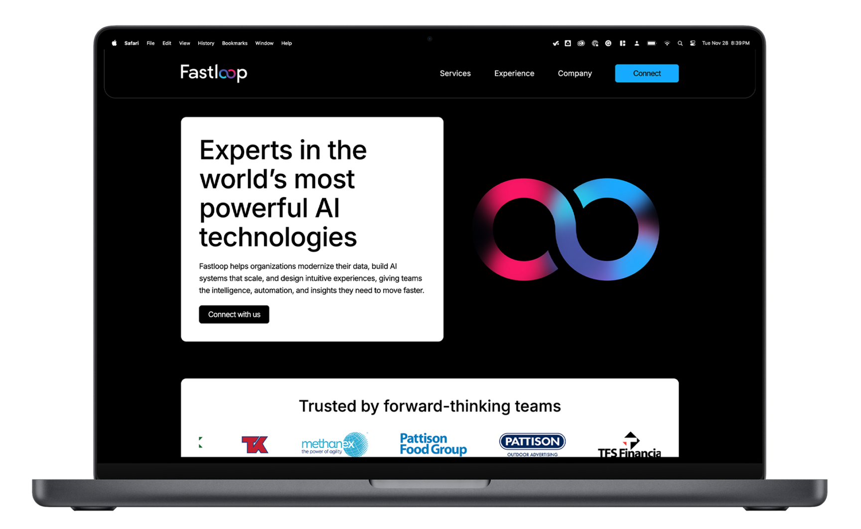 Mockup of the Fastloop website.