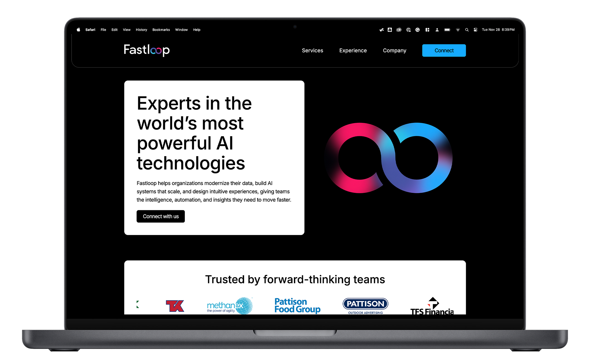 Fastloop website homepage displayed on a laptop screen
